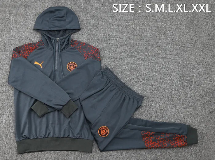 Manchester City 2023/2024 Hooded Tracksuit Grey