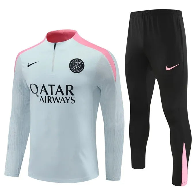 PSG 2024/2025 1/4 Zipper Tracksuit Grey/Pink