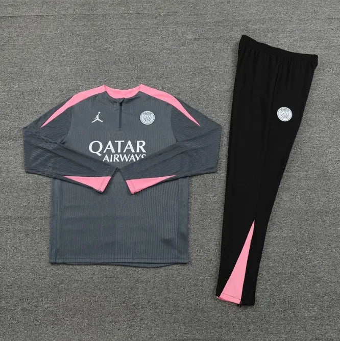 PSG 2024/2025 1/4 Zipper Tracksuit Dark Grey/Pink