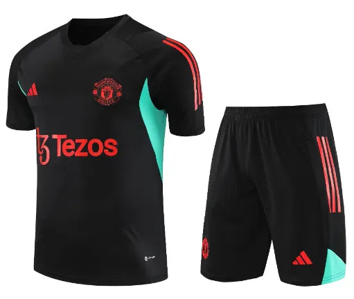 Manchester United 2023/2024 Short Sleeve/Shorts Tracksuit Black