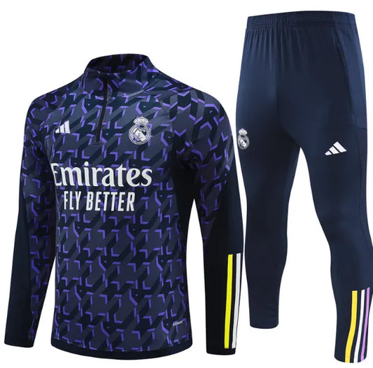 Real Madrid 2023/2024 1/4 Zipper Tracksuit Blue Camo