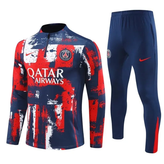 PSG 2024/2025 1/4 Zipper Tracksuit Dark Blue/Red Camo