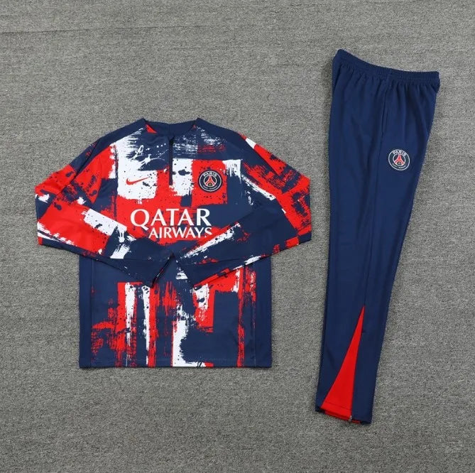 PSG 2024/2025 1/4 Zipper Tracksuit Dark Blue/Red Camo