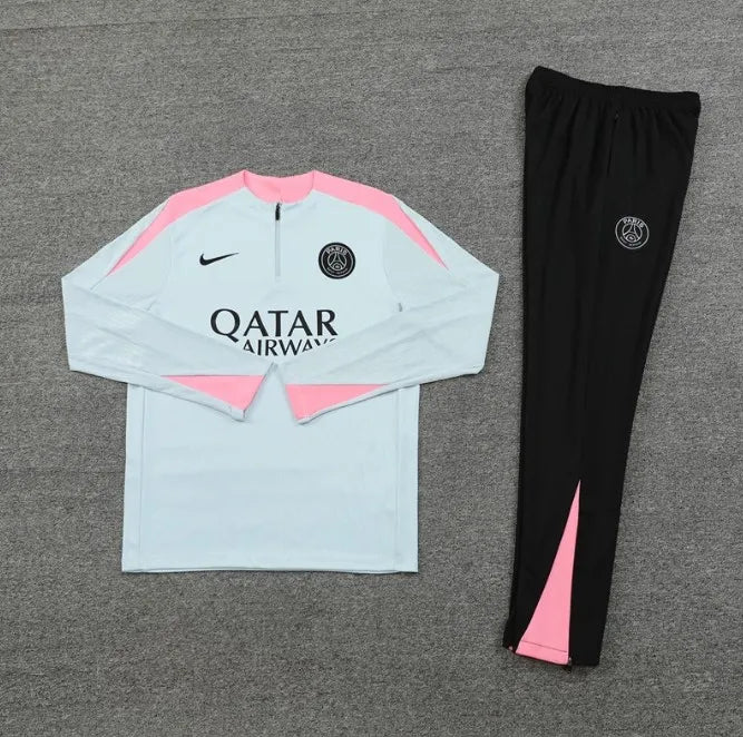 PSG 2024/2025 1/4 Zipper Tracksuit Grey/Pink