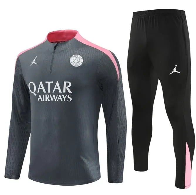 PSG 2024/2025 1/4 Zipper Tracksuit Dark Grey/Pink